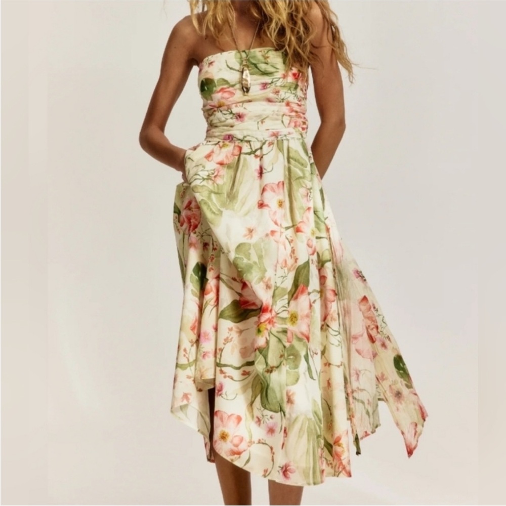 H&M floral bandeau tie-back dress